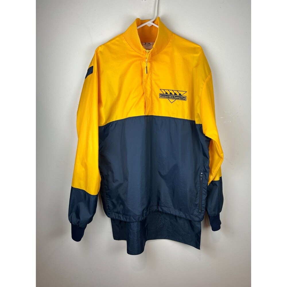 Sew Sporty Rockford Crew Rowing Jacket Vintage Blue Gold Size XL USA Made - Picture 11 of 15